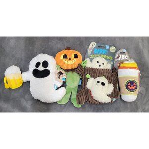 Bark Box Halloween Inspired Ghost Pumpkin S-M-L NWT Squeaky Dog Toy Lot
